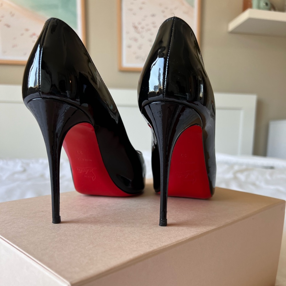 Christian Louboutin black patent leather stilettos